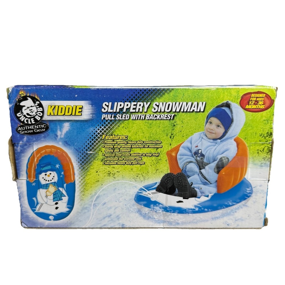 Uncle Bob Kiddie Slippery Snowman Winter Snow Pull‎ Sled Tube Inflatable NEW